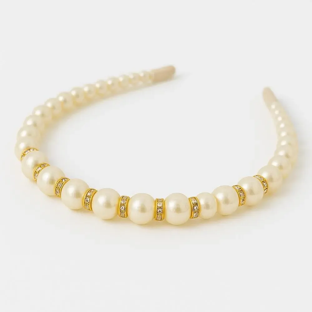 Princess Above All Faux Pearl and Rhinestone Hair Headband Accessories